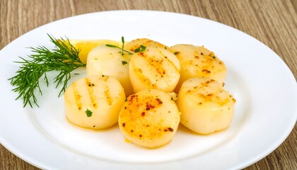 Grilled scallops on a plate