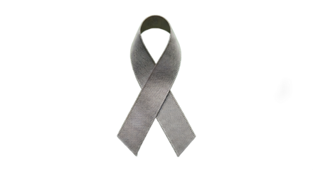 A gray ribbon symbolizing awareness and support for various social causes and health issues.