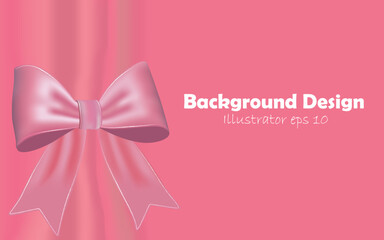 Pink fabric pleats and pink bow background