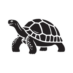 Refined Galapagos Tortoise Silhouette Showing Long Life Symbolism – Galapagos Tortoise Vector Design – Black Vector of Galapagos Tortoise