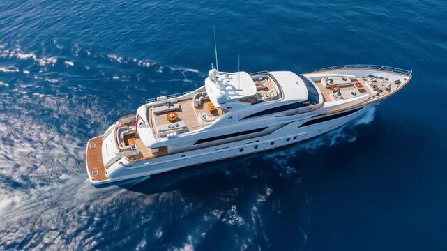 Luxury Yacht Cruising Through Open Ocean Sunlit Water Bright Day