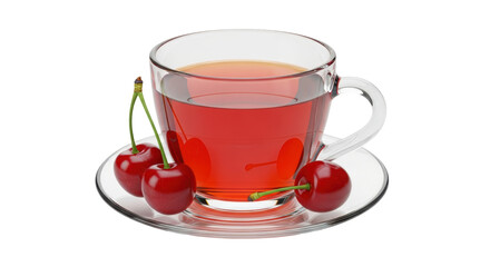 Isolated Cherry Tea in Glass Cup