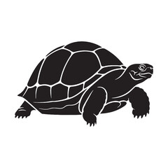 Classic Galapagos Tortoise Silhouette with Iconic Large Shell Form – Galapagos Tortoise Vector Graphic – Black Vector of Galapagos Tortoise