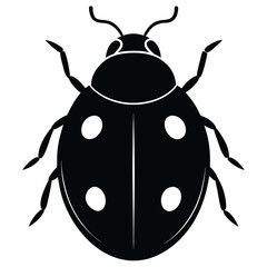 A colorful cartoon vector illustration of a red ladybug beetle with black spots, isolated on a white background