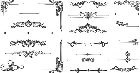 Vintage Ornamental Border and Frame Collection – Decorative Floral & Geometric Elements. Elegant corner embellishment design element