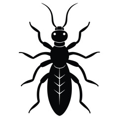 Vector illustration of a brown Colorado potato beetle with black wings and a long antenna on a white background