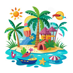 tropical island with palm trees