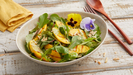 Grilled mango with green salad