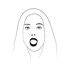 woman open mouth hand drawing