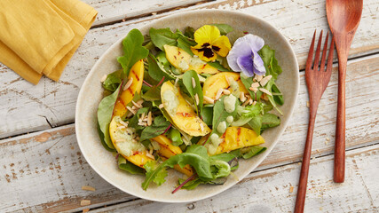Grilled mango with green salad