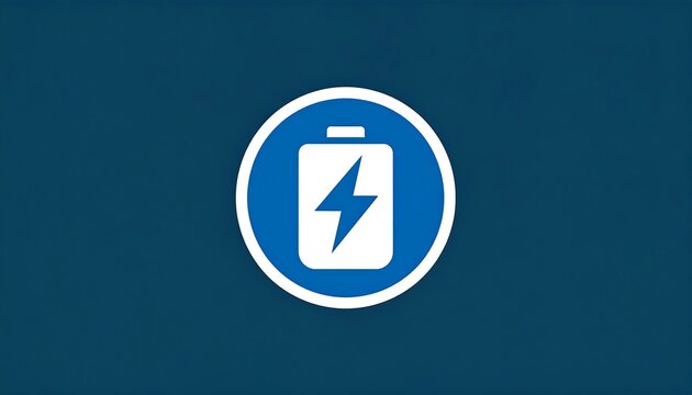 Blue battery icon on dark background