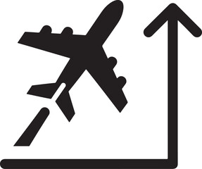 Airplane Growth Icon &ndash; Aviation Business Success and Airline Industry Rise Symbol