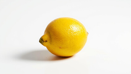 Fresh Lemon and Lemon Half on White Background
