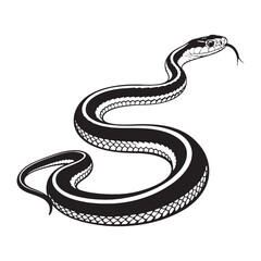 Clean Garter Snake Silhouette with Slim Serpentine Line – Garter Snake Vector Graphic – Black Vector of Garter Snake – Snake Vector