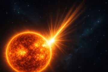 Vivid solar flare cosmic illustration.