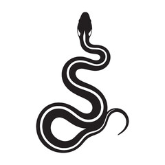 Minimalist Garter Snake Silhouette with Smooth Body Line – Garter Snake Vector Graphic – Black Vector of Garter Snake – Snake Vector