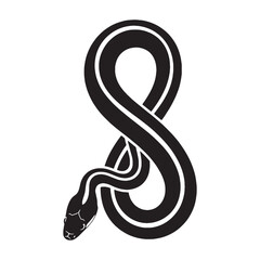 Premium Garter Snake Silhouette with Recognizable Patterned Form – Garter Snake Vector Design – Black Vector of Garter Snake – Snake Vector