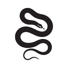 Strong Garter Snake Silhouette with Smooth Black Contour – Garter Snake Vector Graphic – Black Vector of Garter Snake – Snake Vector