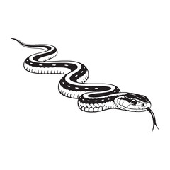 Detailed Garter Snake Silhouette Showing Harmless Nature &ndash; Garter Snake Vector Template &ndash; Garter Snake Illustration &ndash; Silhouette of Garter Snake &ndash; Snake Silhouette