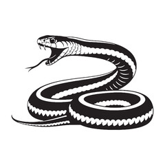 Bold Garter Snake Silhouette with Slender Body Outline – Garter Snake Vector Graphic – Black Vector of Garter Snake – Snake Vector