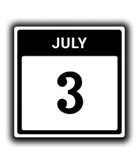 black calendar icon July month date 3
