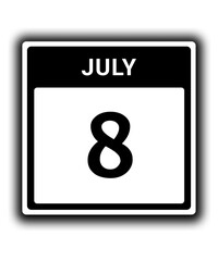 black calendar icon July month date 8