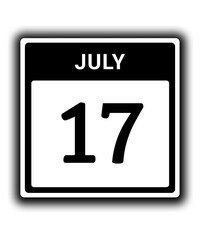 Fototapeta premium black calendar icon July month date 17