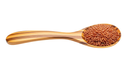 Isolated Red Rice in Wooden Spoon