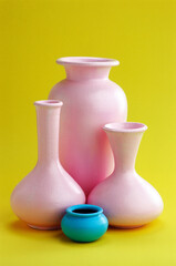 set of colorful ceramic vases