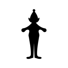 Black Silhouette of a Cartoon Elf Figure in a Pointed Hat