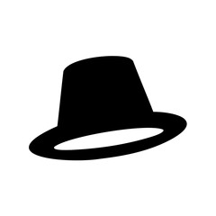 Stylized black top hat graphic illustration on a white background