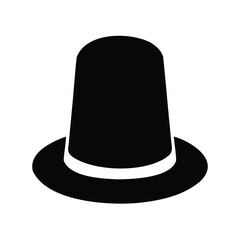 Simple and Elegant Black Top Hat with White Band Illustration