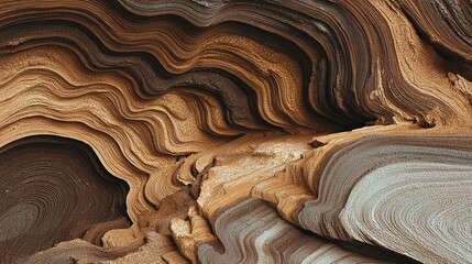 Abstract geological layers forming wave-like patterns in molten earth tones.