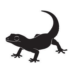 Smooth Gecko Silhouette Highlighting Signature Long Tail – Gecko Vector Template – Silhouette of Gecko