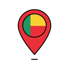 Benin flag location pin marker icon symbol representing travel and navigation destination vector