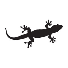 Elegant Gecko Silhouette Emphasizing Sticky Feet Ability – Gecko Vector Illustration – Silhouette of Gecko