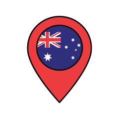 Red location pin with australian flag inside symbolizing australian travel or destination spot vector