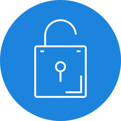 Unlock line circle icon, unlocked cyber security icon – data breach, privacy risk, system vulnerability symbol