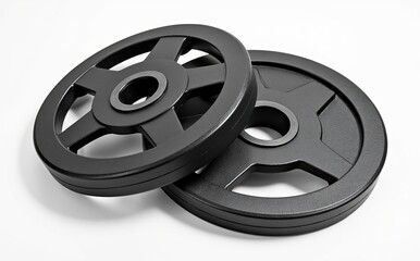 Obraz premium Black circular weight plates stacked weights metal