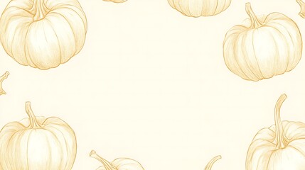 Watercolor White Pumpkins Autumn Frame Background.