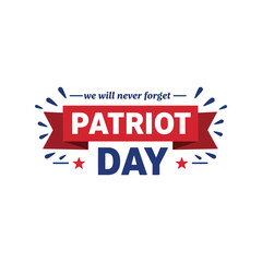 Patriot day commemoration text with stars and stripes ribbon remembering those lost vector