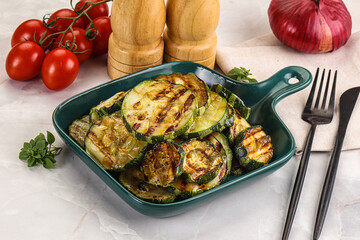 Vegan cuisine Grilled zucchini slices