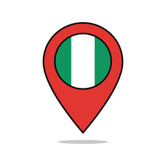 Nigeria flag location pin marker icon symbol featuring a stylized map pointer design vector