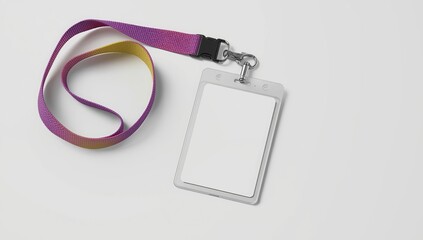 Modern employee ID badge with colorful gradient lanyard ready for your company's branding and security needs