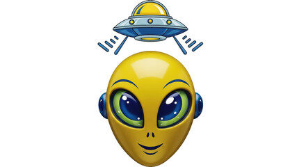 Isolated Alien Face with UFO