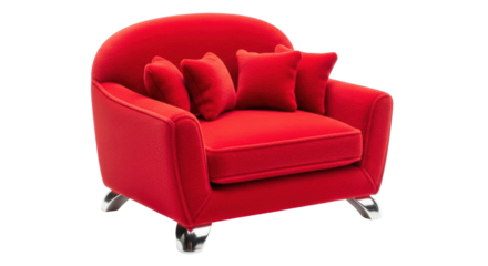 Isolated Red Armchair with Pillows