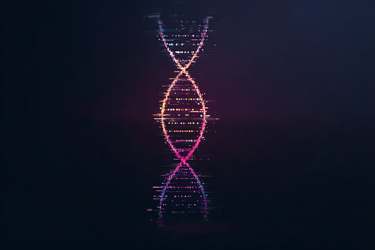 Abstract digital art showcases a futuristic dna helix for science, technology, and innovation in a genetic engineering context