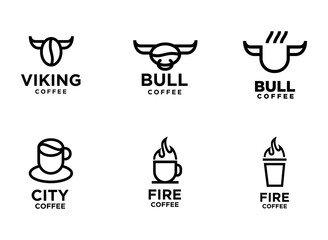 Coffee Shop Logo Set Design Concept