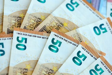 Many real european euro banknotes in big pile