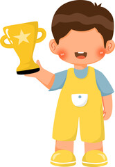 Cute and playful cartoon boy, vector illustration